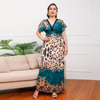 Damen Maxikleid mit elegantem Tierdruck und fließendem Schnitt R&B