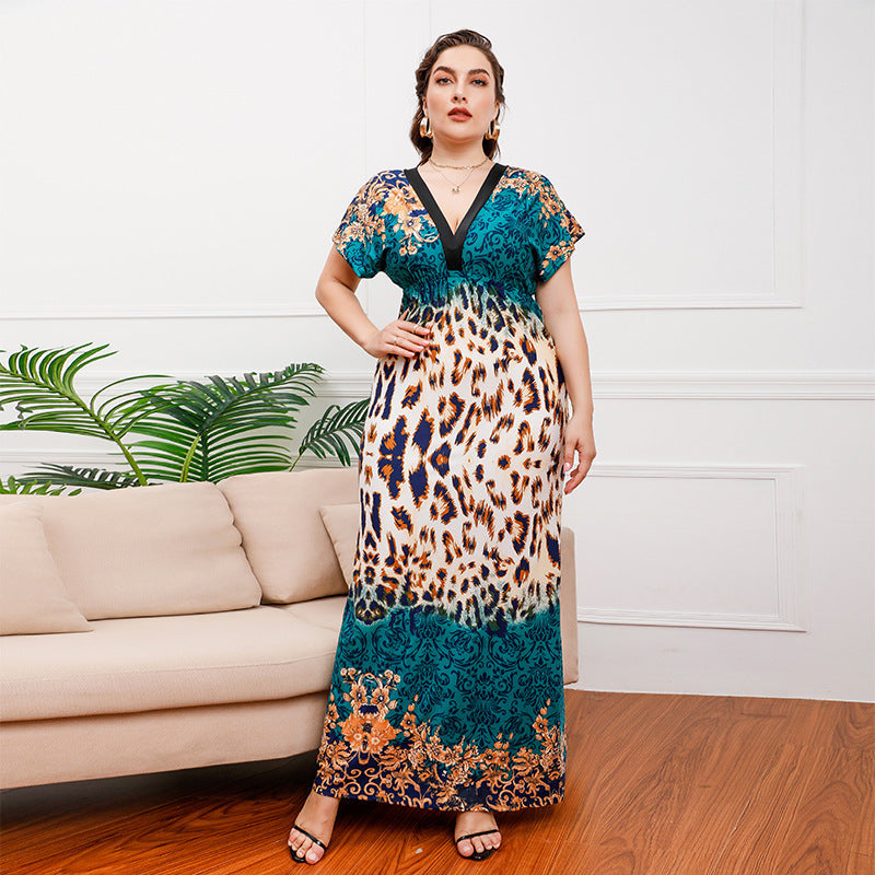 Damen Maxikleid mit elegantem Tierdruck und fließendem Schnitt R&B