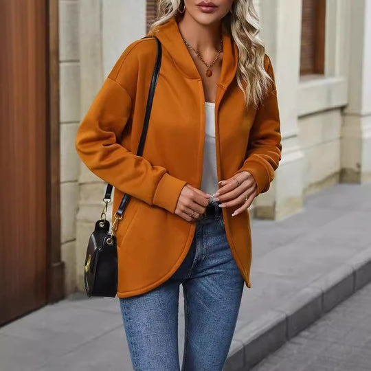 Damen gemütlicher Kapuzenmantel mit lässigem Schnitt und weichem Material R&B