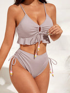 Damen Badeanzug mit Rüschendetails und verstellbaren Trägern R&B