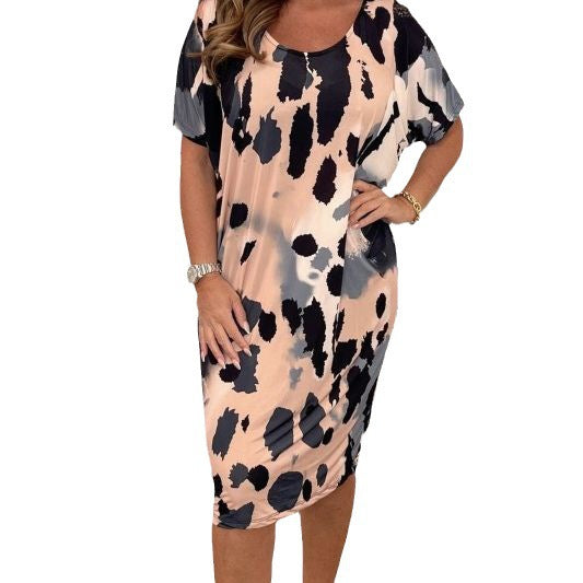 Damen Midikleid mit modernem Animal-Print und weichem Stretchmaterial R&B
