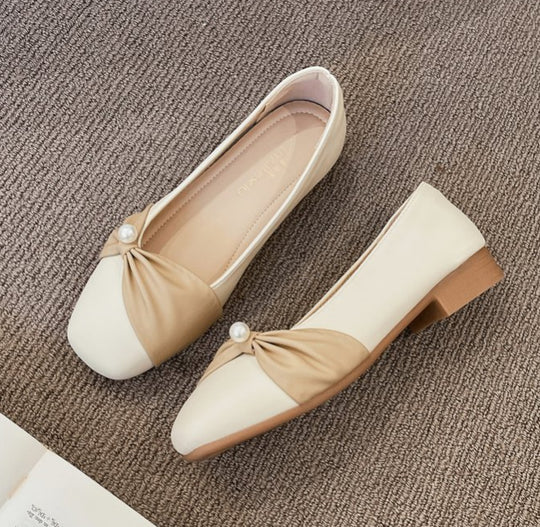 Damen elegante Slingback-Pantoletten mit perlenverziertem Schleifenakzent R&B