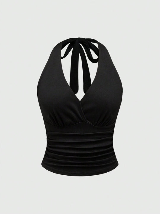 Damen Cut-Out Top mit Leo-Muster R&B