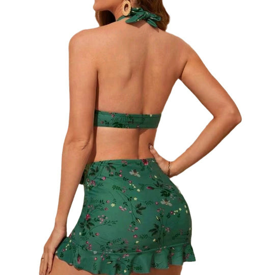 Damen Floral Print Bikini-Set mit Wickelröckchen R&B