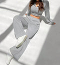 Damen sportliches Set aus weich fließendem Material mit Kapuze und weitem Schnitt R&B