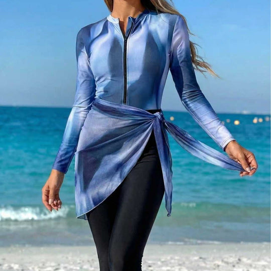 Damen modischer Rashguard mit asymmetrischem Wickeldesign R&B