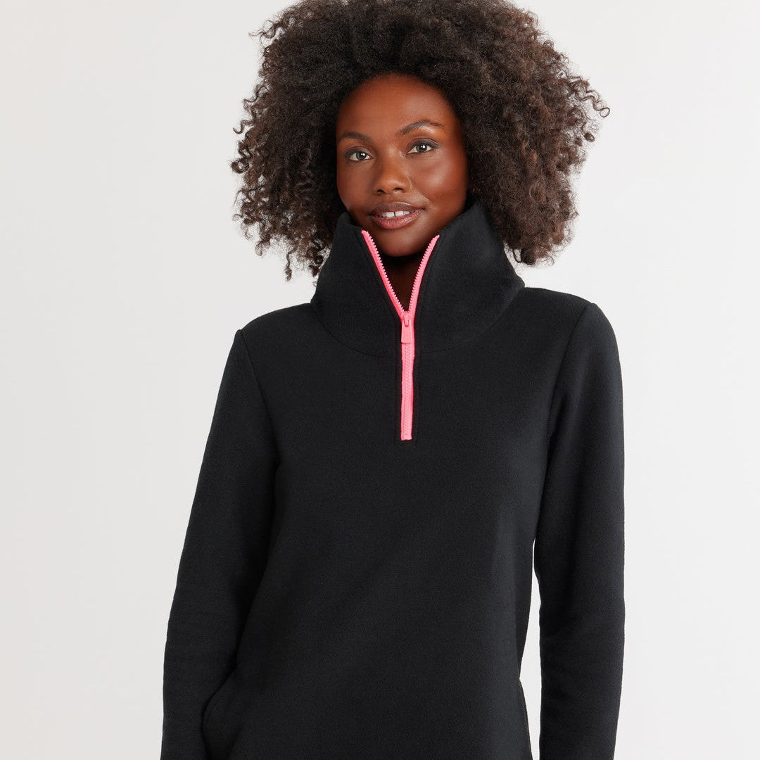 Damen Fleece-Pullover mit Stehkragen und sportlichem Reißverschluss R&B