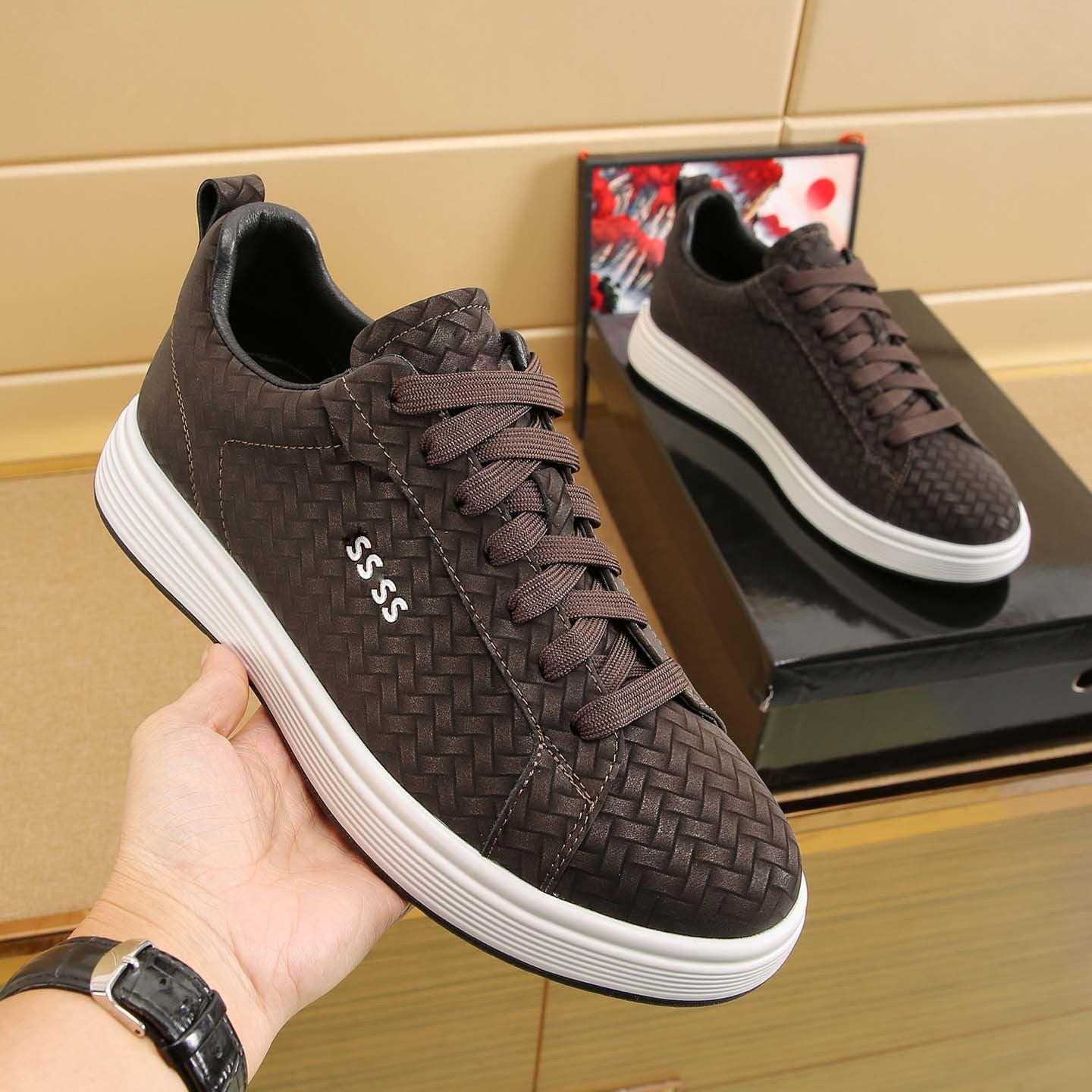 Damen Sneakers mit geflochtenem Obermaterial und rutschfester Sohle R&B