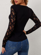 Damen Eleganter Bodysuit mit floralem Spitzeneinsatz und tailliertem Schnitt R&B