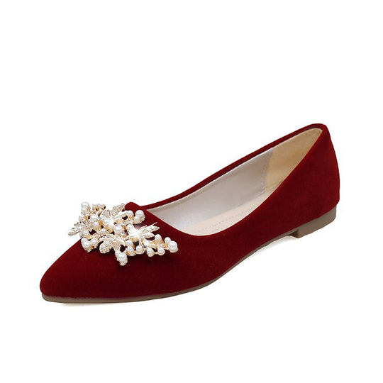 Damen elegante Ballerinas mit glamourösem Schleifen- und Strassakzent R&B