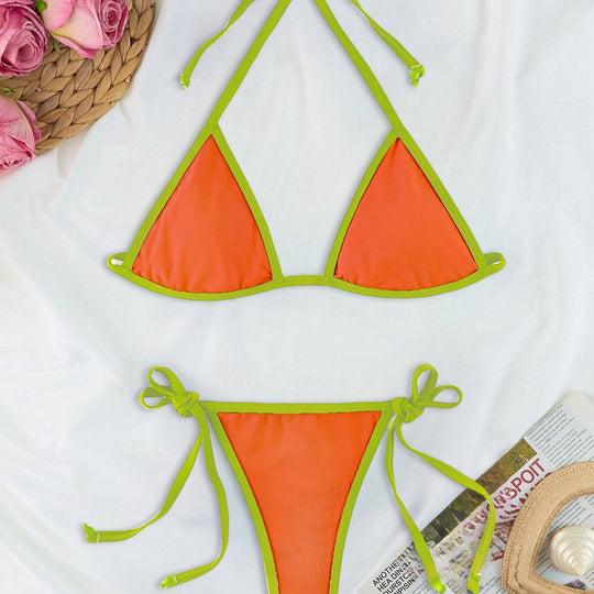 Damen Triangel-Bikini-Set mit individuell anpassbarem Kordelzug R&B