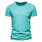 Herren nan leichtes Baumwolljersey Kurzarmshirt mit V-Ausschnitt und schmaler Passform R&B