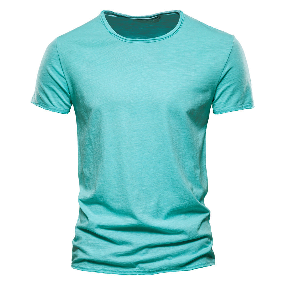 Herren nan leichtes Baumwolljersey Kurzarmshirt mit V-Ausschnitt und schmaler Passform R&B