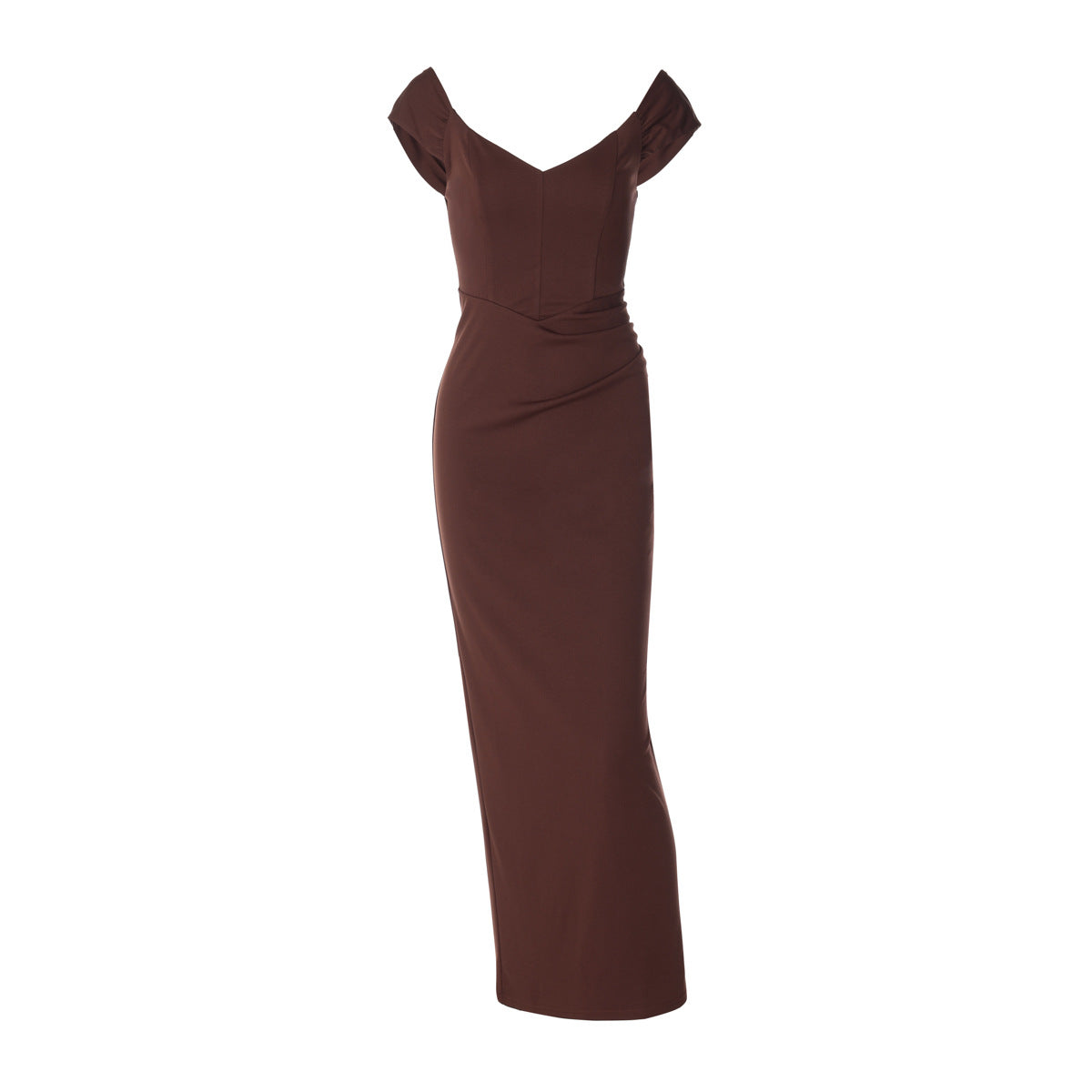 Damen Elegantes Maxikleid mit verführerischem V-Ausschnitt und transparenten Ärmeln R&B
