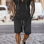 Herren lässiges Freizeit-Set mit stylischem Kapuzen-T-Shirt und Shorts