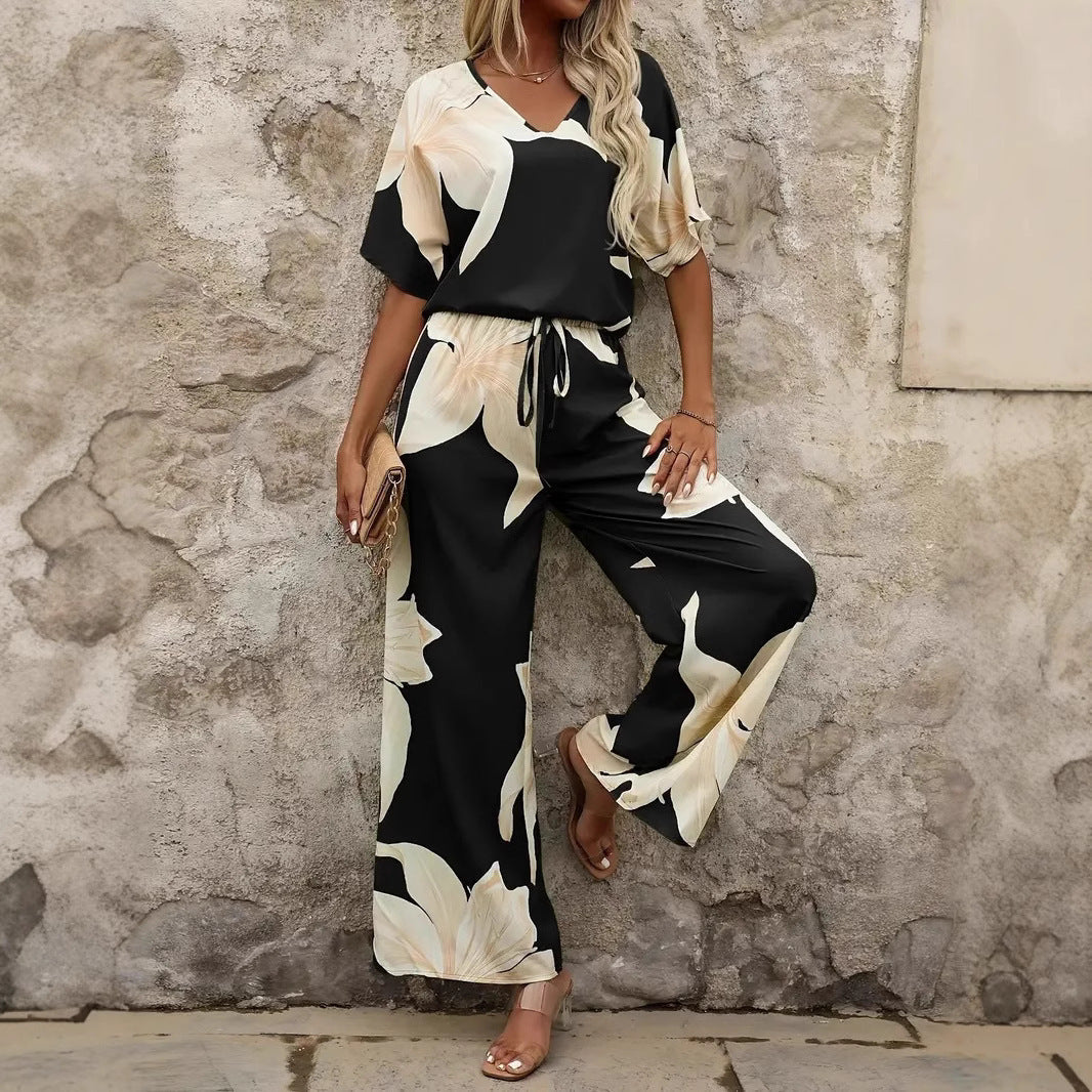 Damen Luftiges Zweiteiliges Set mit floralem Design und weitem Schnitt R&B