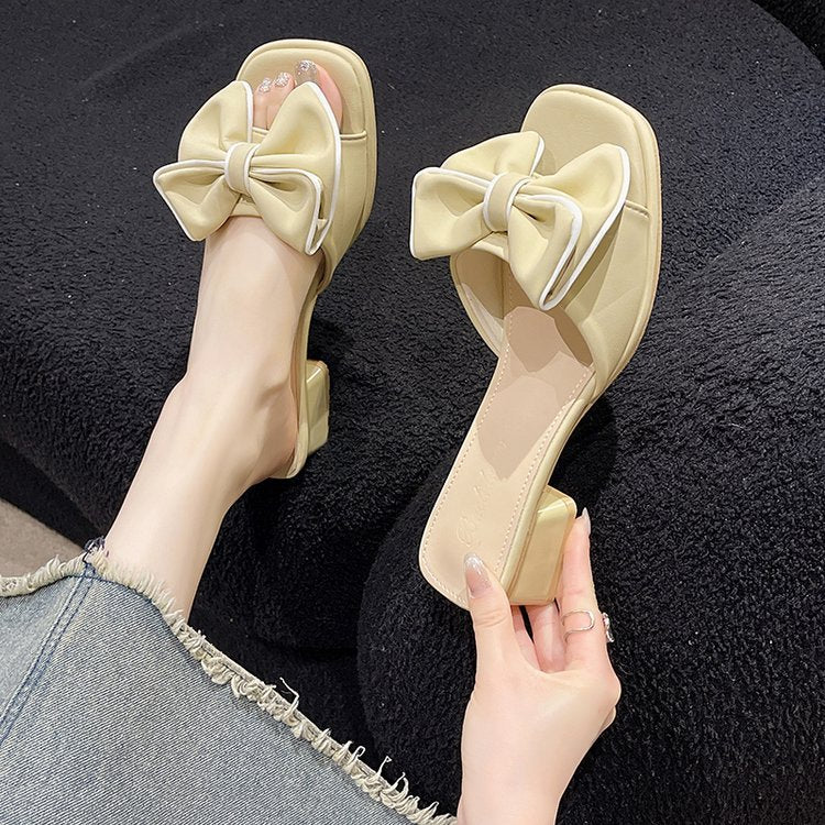 Damen elegante Mules mit großen Schleifenakzenten R&B