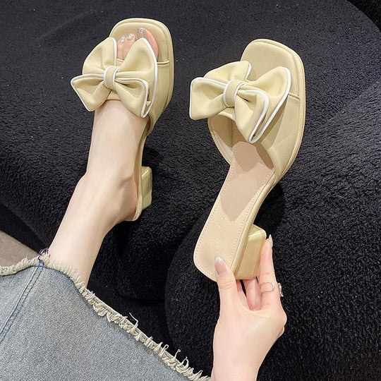 Damen elegante Mules mit großen Schleifenakzenten R&B