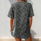 Damen V-Ausschnitt T-Shirt mit Leopardenmuster und fließendem Schnitt R&B