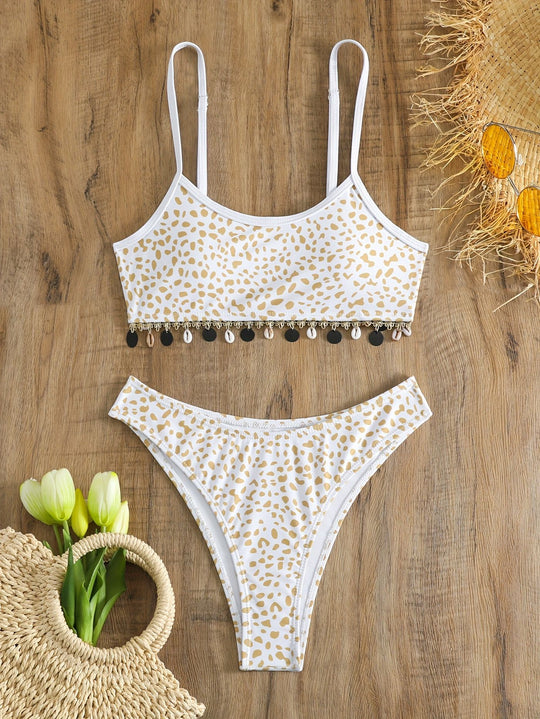 Damen Bikini-Set mit modischem Animal-Print und eleganten Verzierungen R&B