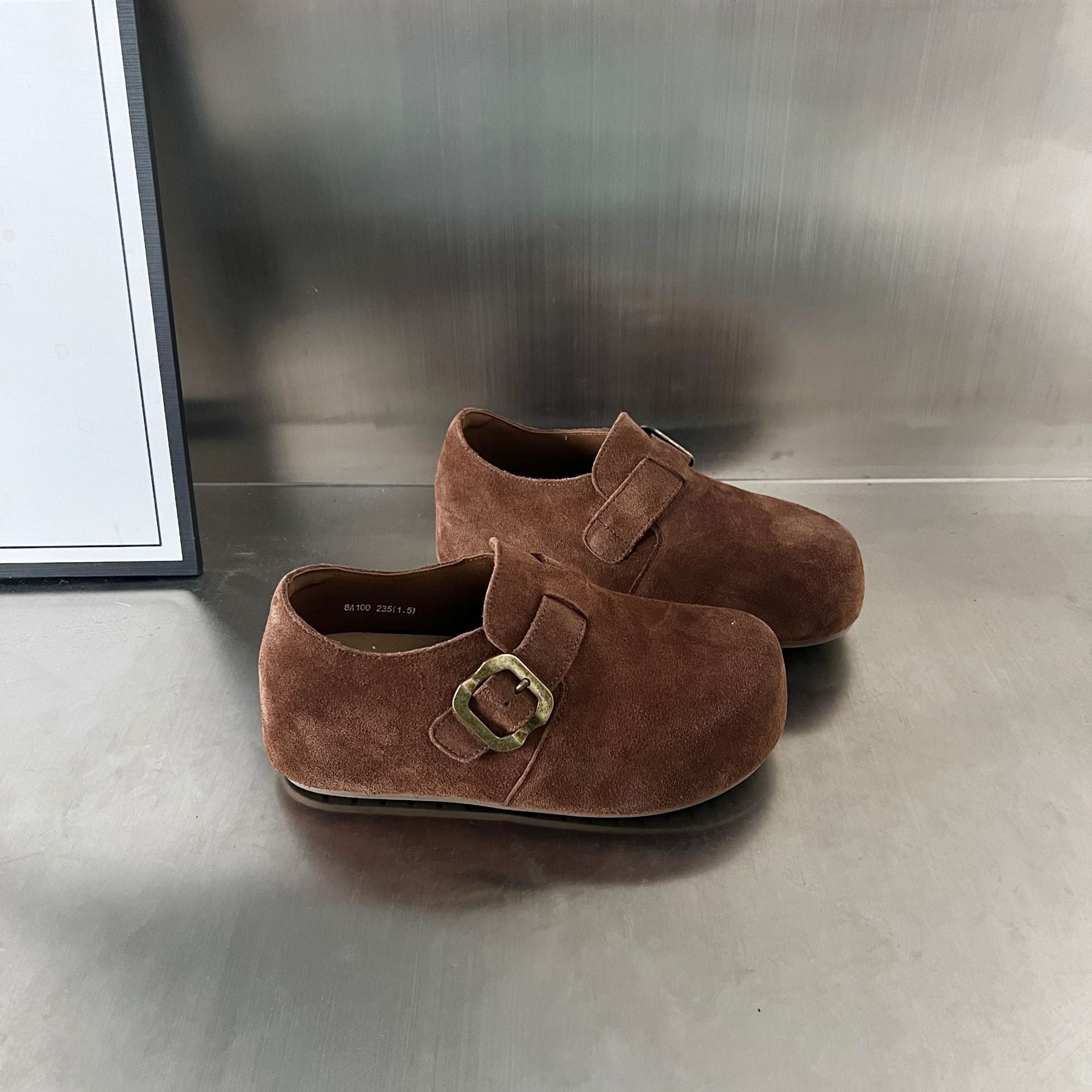 Damen Komfortable Wildleder-Clogs mit modischem Schnallenverschluss R&B