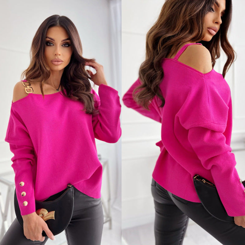 Damen lässiger Pullover mit schulterfreier Detailgestaltung R&B