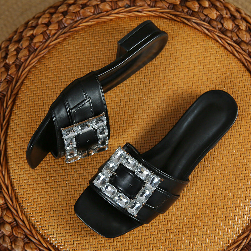 Damen elegante Slipper mit funkelnden Schnallelementen R&B