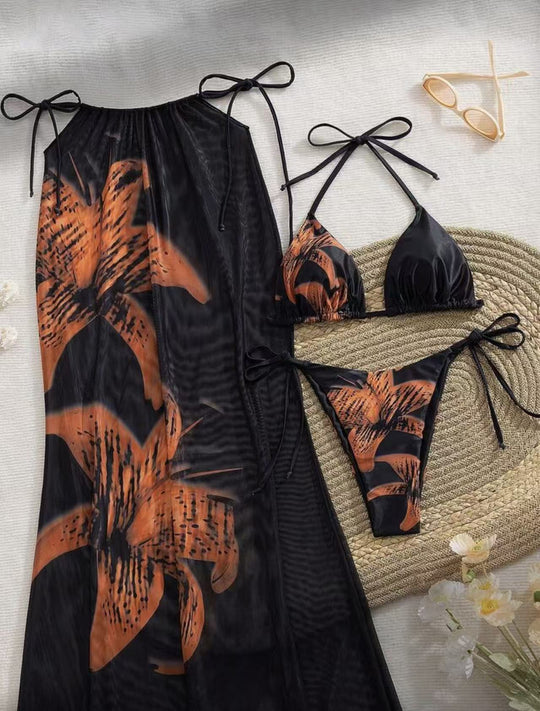Damen Bikiniset mit elegantem Wickelrock und floralem Design R&B