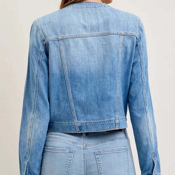 Damen Denim-Jeansjacke mit lässiger Passform und modernen Details R&B