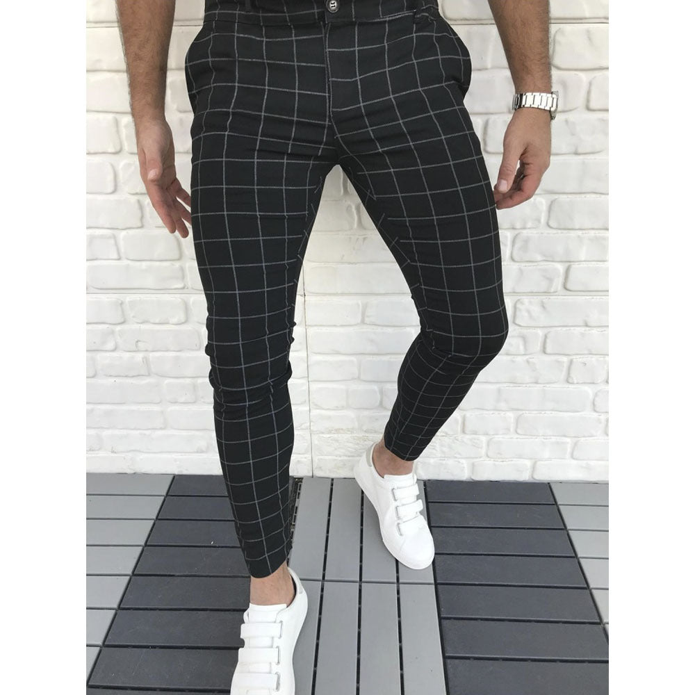 Herren Karierte Anzughose im Slim Fit Stil R&B