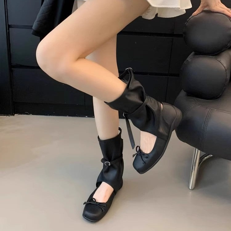 Damen modische kniehohe Stiefel mit flexiblem Schnürdesign und zeitgemäßen Akzenten R&B
