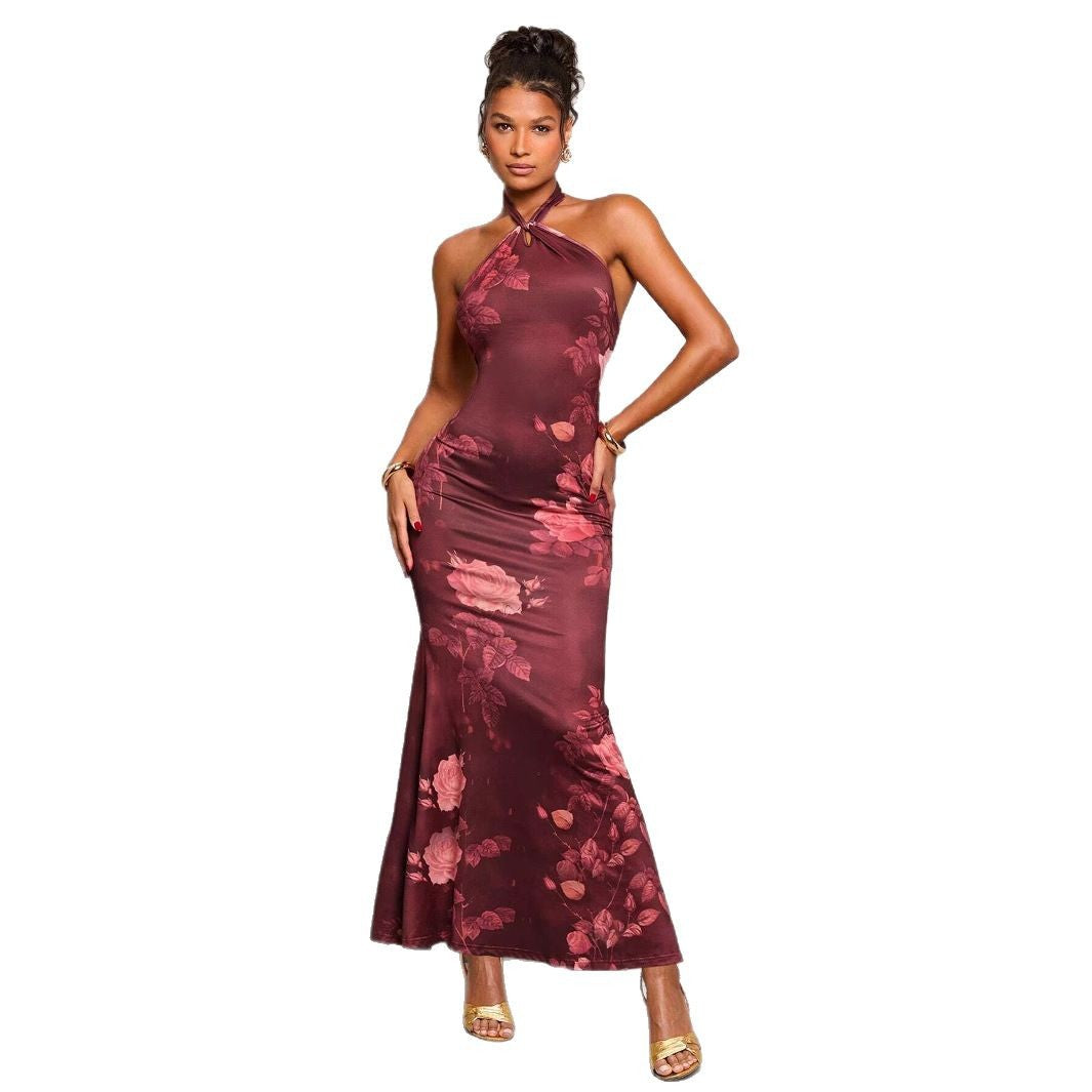 Damen Elegantes Abendkleid mit raffiniertem Floral-Print und Wickeldesign R&B
