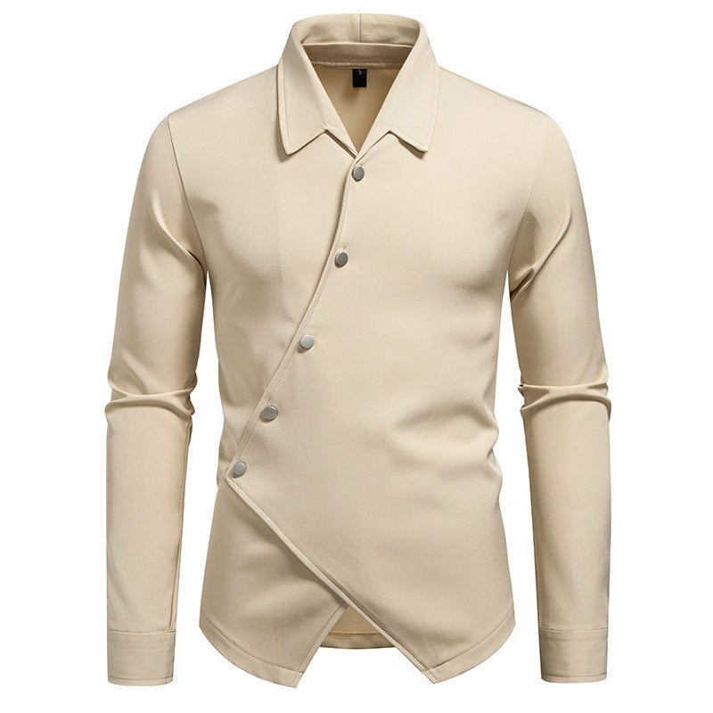 Herren modisches Hemd mit asymmetrischem Knopfdesign und eleganter Passform R&B
