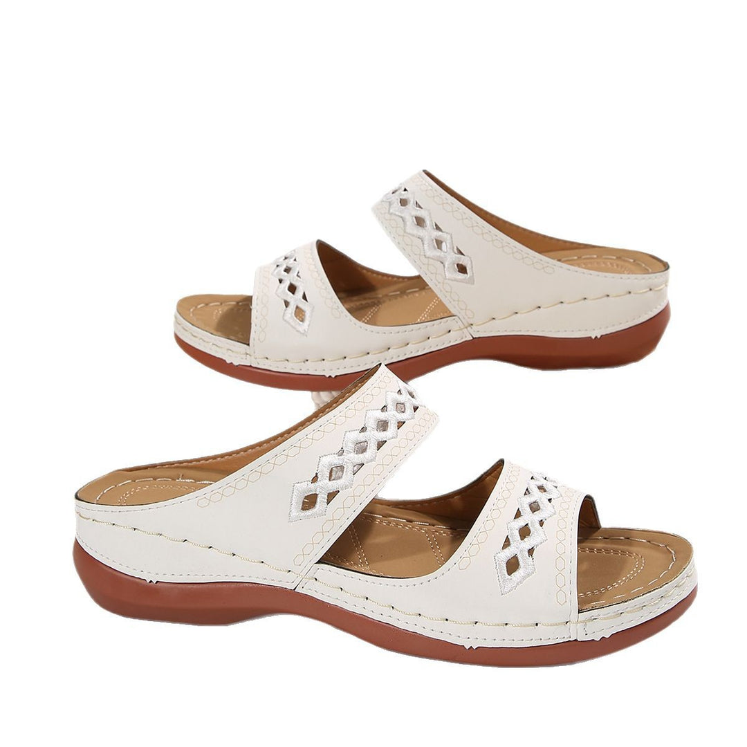 Damen Komfortable und luftige Pantolette mit Blumenmuster R&B