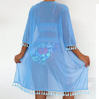 Damen Bikini-Set mit floralem Oberteil und eleganter Wickeljacke R&B