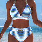 Damen Bikini mit luxuriösem Marmormuster und edlen Details R&B