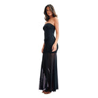 Damen Maxi-Rockkleid mit verführerischem Überwurf und elegantem Rüschendesign R&B