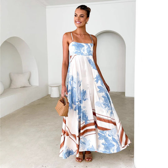 Damen Maxikleid mit verspieltem Blumendesign und ausgeschnittenen Details R&B