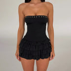 Damen Off-Shoulder Badeanzug mit Rüschen und Ringdetails R&B
