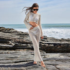 Damen Häkel-Set mit Crop-Top und Maxi-Rock R&B