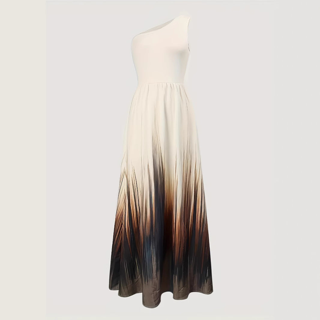 Damen Maxikleid mit asymmetrischem Schnitt und elegantem Farbverlauf R&B