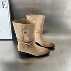 Damen Elegante Stiefel aus hochwertigem Wildleder mit modischem Schnallenverschluss R&B