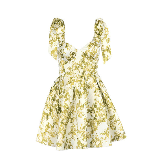 Damen verspieltes Blumenkleid mit Puffärmeln und Rüschendetails R&B