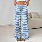 Damen lässige Palazzo-Hose mit seitlichem Kordelzug und modernen Streifen R&B