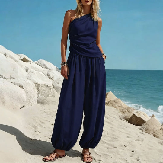 Damen Elegantes Einteiler-Outfit mit Fließendem Schnitt und One-Shoulder-Design R&B