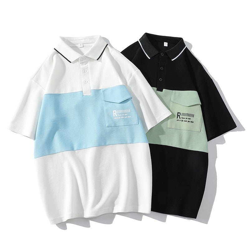Herren Poloshirt mit modernem Schriftzug und praktischem Brusttaschen