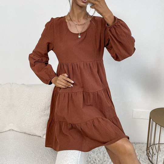 Damen luftiges Midikleid mit voluminösen Rüschendetails R&B