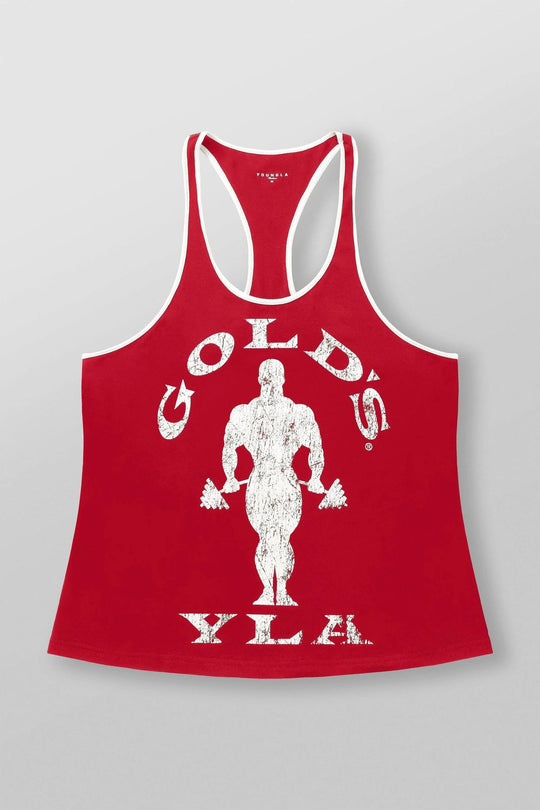 Herren nan athletisches Stringer Tanktop rückenfreier Schnitt mit Kontrastpaspel und Kraftsportmotiv R&B