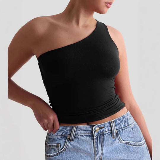 Damen asymmetrisches Trägershirt aus elastischem Material R&B