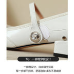 Damen elegante Ballerinas mit modischem Riemen und schimmerndem Detail